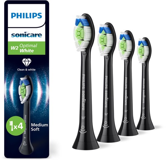 Philips Sonicare W2 Optimal White HX6064/88 Bürstenköpfe 4 Stück Schwarz