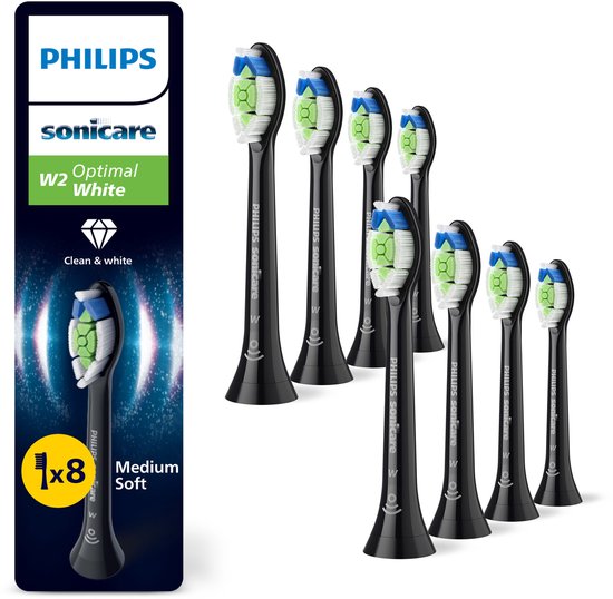 Philips Sonicare W2 Optimal White HX6068/88 Bürstenköpfe 8 Stück Schwarz